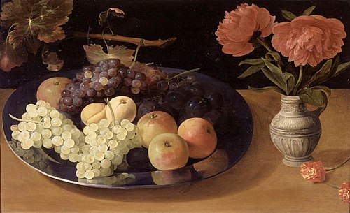 Still-Life of Grapes, Plums and Apples, 1650, Jacob van Es