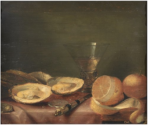Oysters and lemons, 1601, Jacob van Es