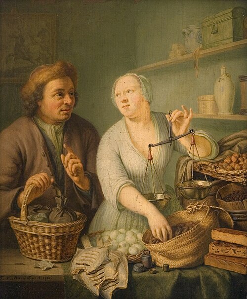 At the Marketwife's, 1738, Frans van Mieris