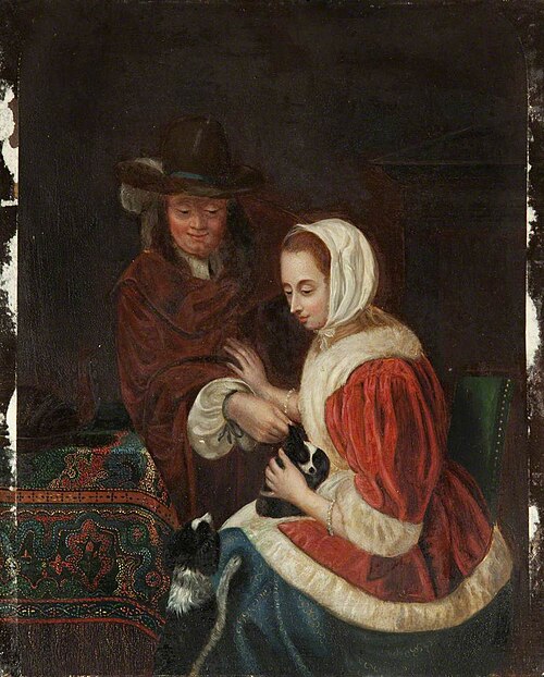Man and Woman with Two Dogs ('Teasing the Pet'), , Frans van Mieris