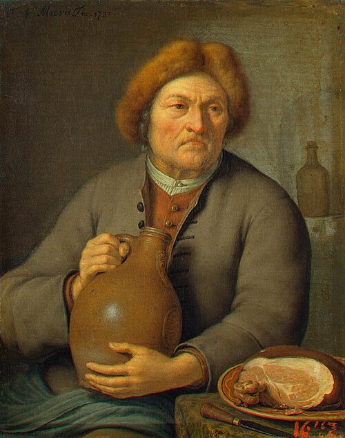 Old Peasant Holding a Jug, 1731, Frans van Mieris