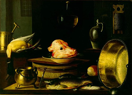 Still Life with a Calf's Head, 1640, Sébastien Stoskopff