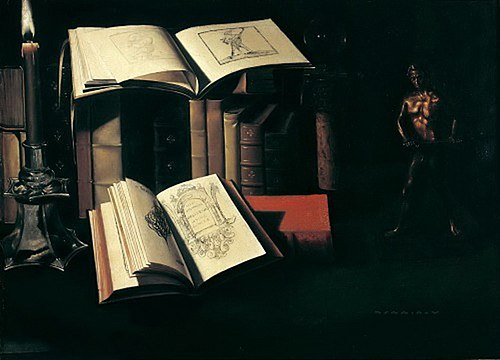 Livres, Chandelle et Statuette de bronze, 1625, Sébastien Stoskopff