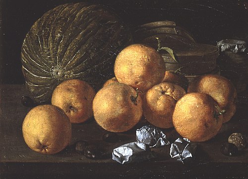 Nature morte avec melons, oranges et noix, 1765, Luis Eugenio Meléndez