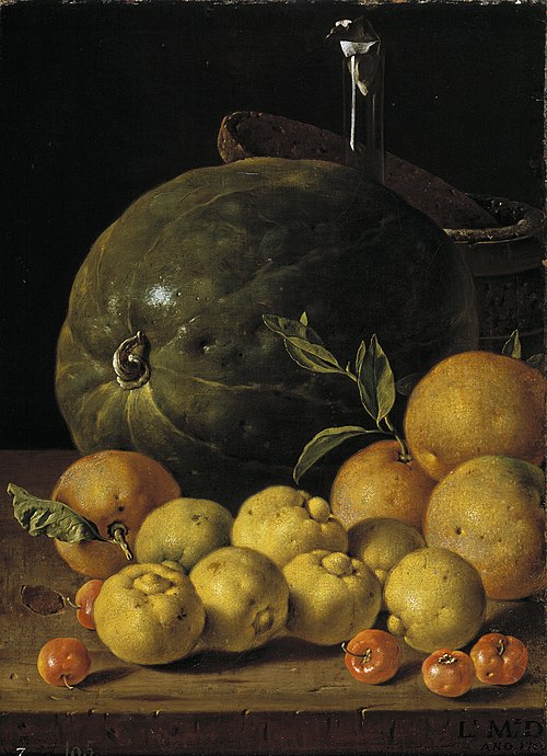 Still Life with Limes Oranges Haw Berries and Watermelon, 1760, Luis Eugenio Meléndez