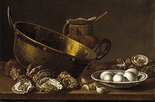 Nature morte aux huîtres et œufs, 1772, Luis Eugenio Meléndez