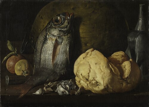 Nature morte au poisson, pain et bouilloire, 1772, Luis Eugenio Meléndez