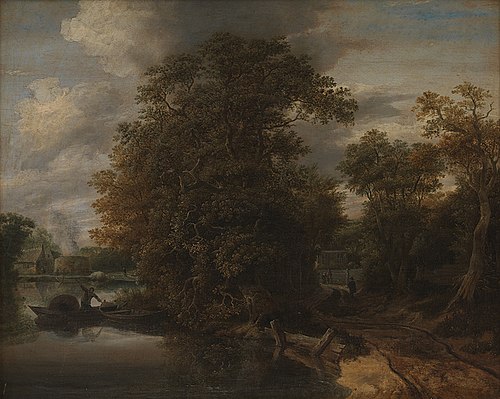 Landscape by a River. In the Background a Limekiln, 1659, Cornelis Dekker