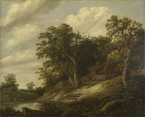 A Cottage among Trees on the Bank of a Stream, 1669, Cornelis Dekker