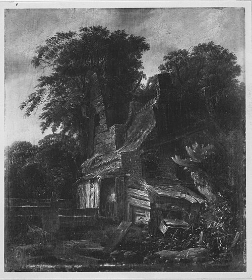Baumlandschaft mit Hütte, 1644, Cornelis Dekker