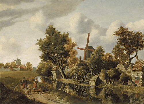 Landscape with Houses and Windmills on the Water, 1670, Cornelis Dekker