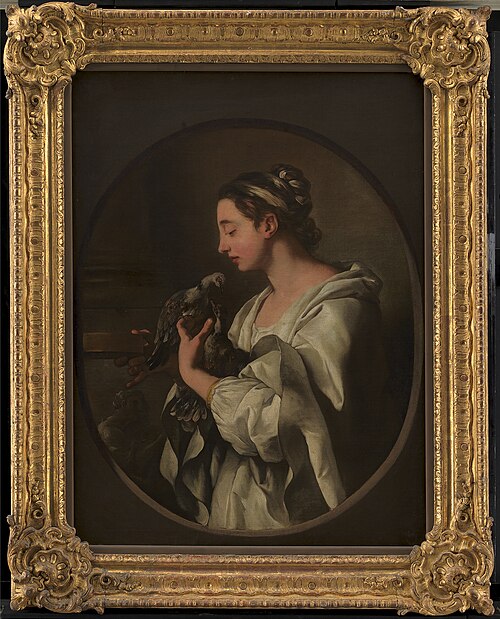 "L'Amour conjugal". A Young Woman with two Doves. An Allegory of Conjugal Love, 1741, Jean-François de Troy