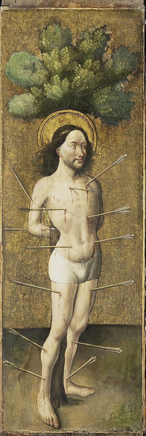 Saint Sebastian on the tree, 1460, Maître E. S.