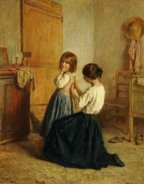 Sewing on a Button, 1882, Pierre Édouard Frère