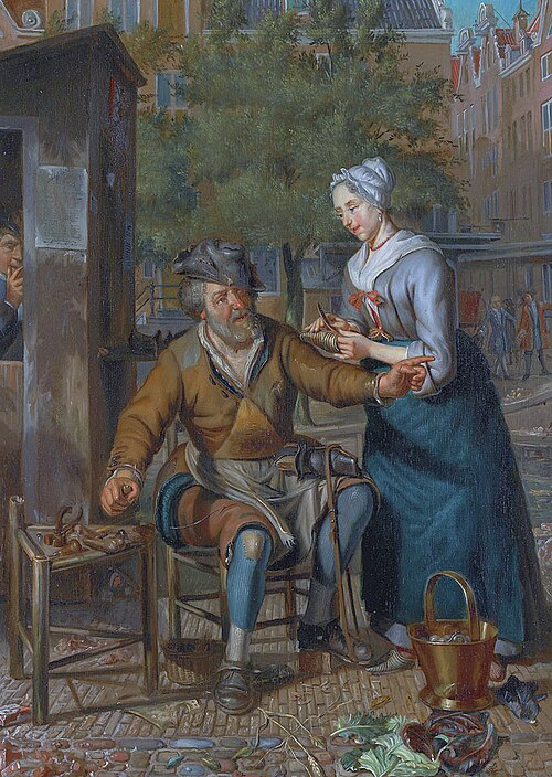 Cobbler working on the street, 1726, Matthys Naiveu
