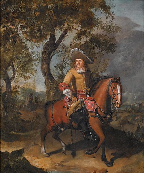 An equestrian portrait of a cavalry officer, 1675, Matthys Naiveu