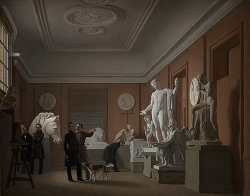Thorvaldsen's Studio in the Royal Academy of Fine Arts, Copenhagen, 1836, Johan Vilhelm Gertner