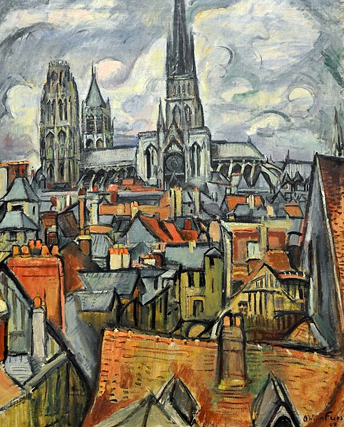 Roofs and Cathedral in Rouen, 1908, Othon Friesz