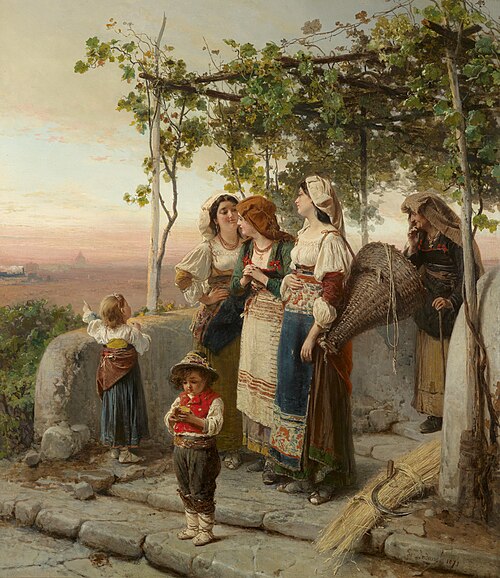 Waiting for the train, 1871, Gerolamo Induno