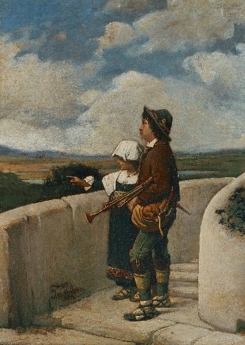 Children with bagpipe, 1872, Gerolamo Induno