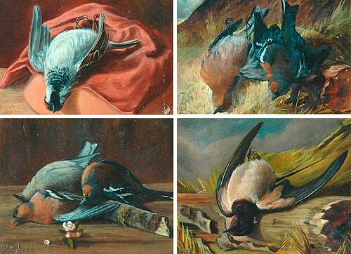 Four Studies of Dead Birds, 1870, Alfred William Hunt