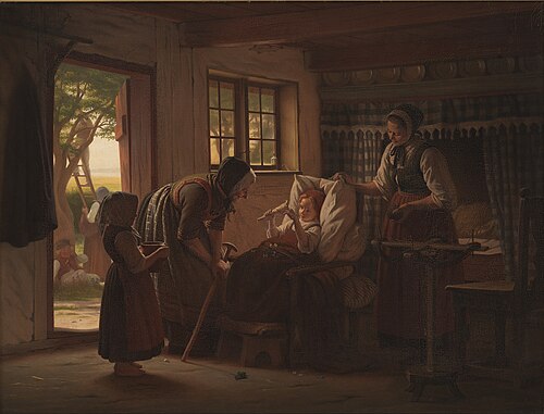 Grandmother's visit to the little Convalescent, 1867, Julius Exner