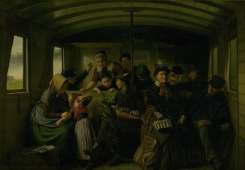 I en tredieklasses jernbanekupé, 1890, Julius Exner