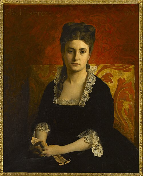 Portrait de femme en robe noire tenant un gant, 1874, Jean-Paul Laurens