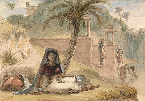 Indian Girl Seated by a River, 1829, William Daniell