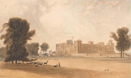 Windsor Castle from the South, 1827, William Daniell