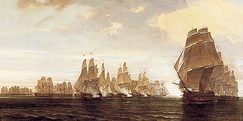 A French Squadron, Commanded by Rear Admiral Comte de Linois, off Pulo Aor in the Straits of Malacca, 1804, William Daniell