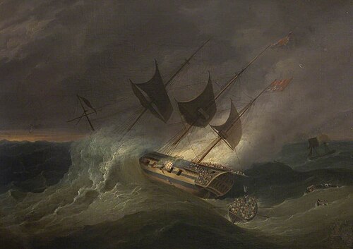 Burning of 'Kent' in 1825, , William Daniell