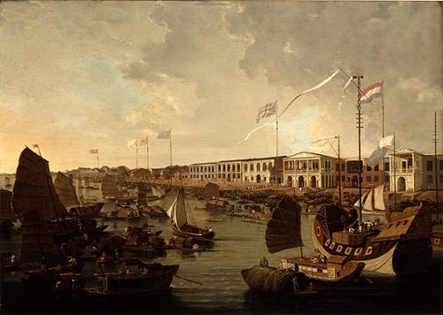 View of the Canton Factories, 1805, William Daniell