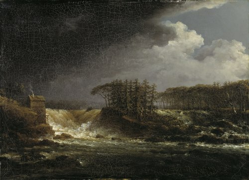 A Waterfall, Älvkarleby, 1840, Carl Johan Fahlcrantz