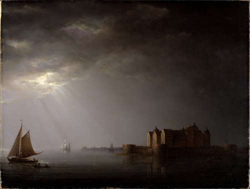 Kalmar Castle by Moonlight, 1835, Carl Johan Fahlcrantz