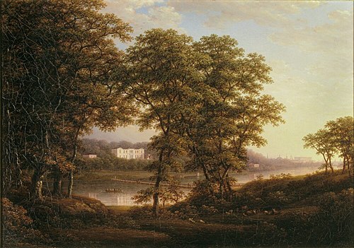Rosendals slott, utsikt från Ladugårdsgärde, 1846, Carl Johan Fahlcrantz