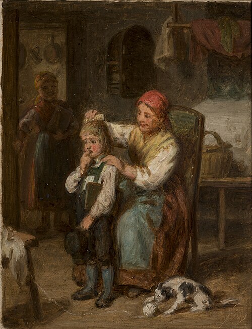 Preparation for School, 1858, Leopold Loeffler