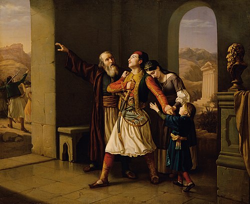 Ein griechischer Krieger nimmt Abschied, 1847, Leopold Loeffler