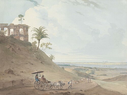 Ruins on Pir Pahar, near Monghy, Bihar, 1790, Thomas Daniell