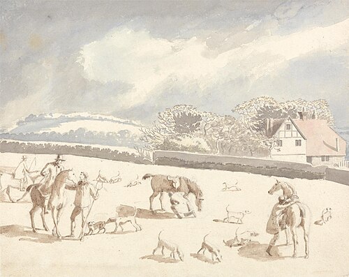 Preparing for a Hunt at Selhurst Park, Nov. 14, 1796, 1796, Thomas Daniell