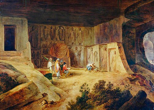Inside of the Kanaree Caves at Salsette, 1827, Thomas Daniell