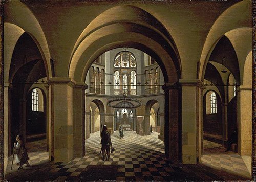Interior of the Palatine Chapel in the Cathedral of Aachen, 1573, Hendrik van Steenwijk I