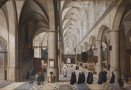 An Imaginary View of the Interior of Antwerp Cathedral, 1584, Hendrik van Steenwijk I