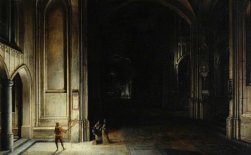 Interior of a Church with Figures, 1584, Hendrik van Steenwijk I