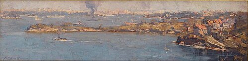 Sydney Harbour, across Cremorne (c.1907), 1907, Arthur Streeton