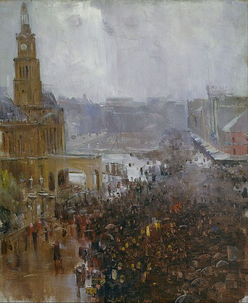 Fireman's funeral, George Street, 1894, Arthur Streeton