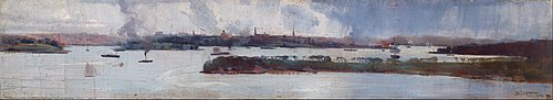 Rain over Sydney Harbour, 1893, Arthur Streeton