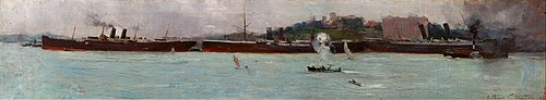 The three liners, Circular Quay, 1893, Arthur Streeton