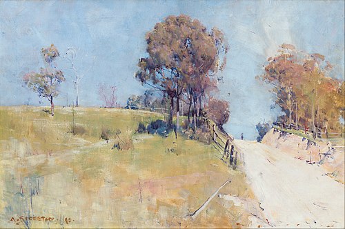 Sunlight (Cutting on a hot road), 1895, Arthur Streeton