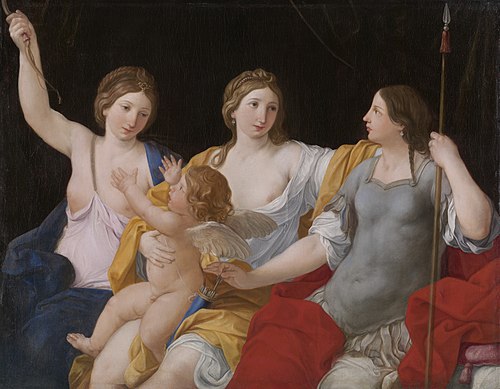 Venus, Juno, and Minerva, with Cupid, 1650, Giovanni Andrea Sirani